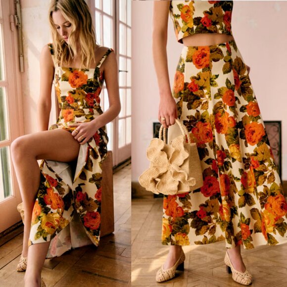 Sezane Soelle Skirt in Taormina Print 38 6 NWT - Picture 1 of 5